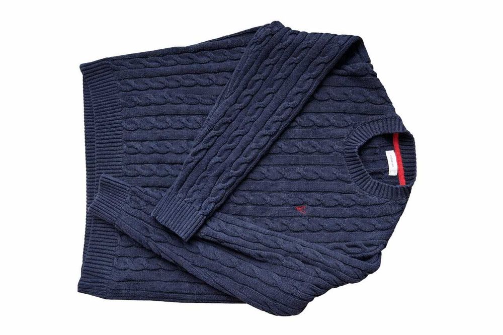 Sweter męski Reserved, granatowy, splot warkoczowy, rozm. M