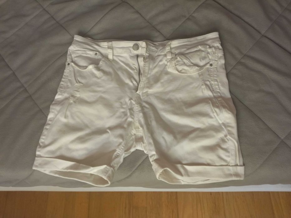 Calções de ganga cor branca