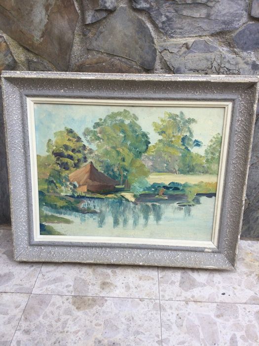 Pintura a óleo Jacob Estevão Macambaco Assinado Colega Malangatana