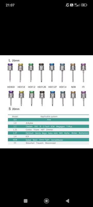 Conjunto de chave de toque (kit Universal implante dentário)