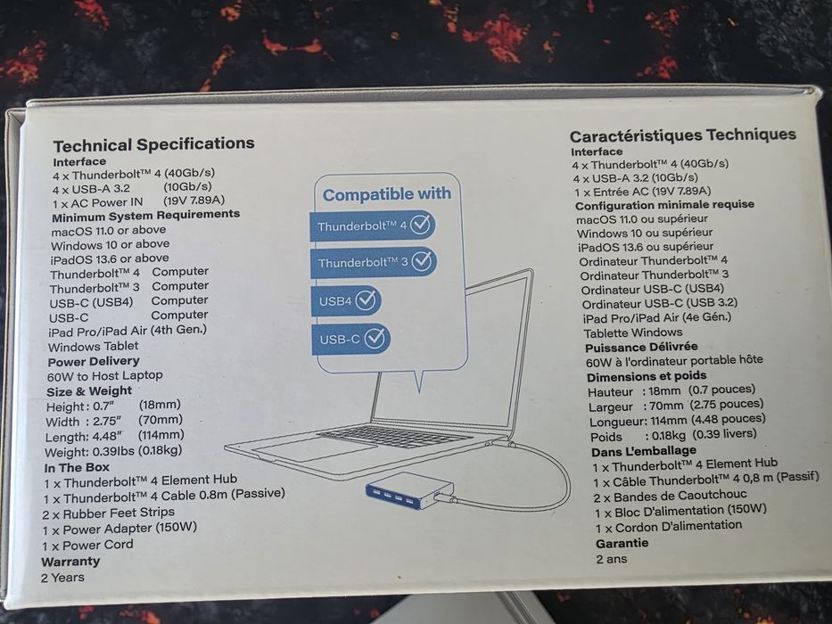 Caldigit Hub/Charger E4 - USB 3,2 Gen2 / Thunderbolt 4 (60W) /