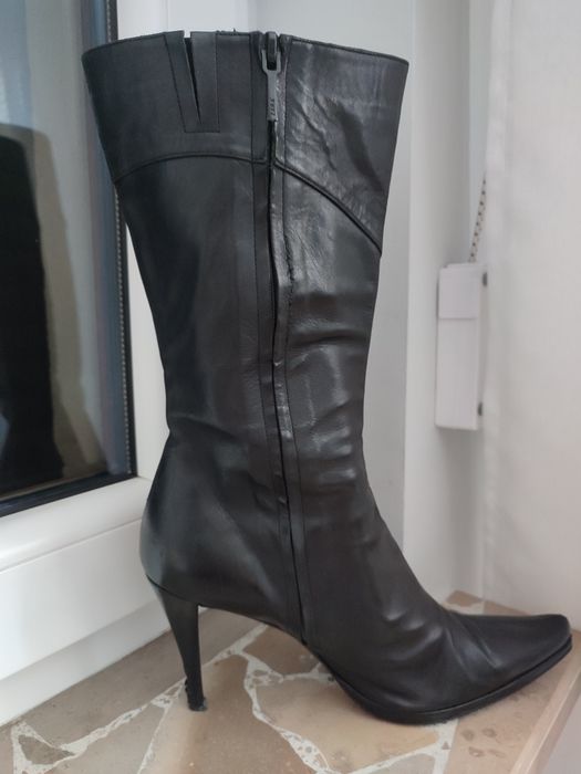 Botki skórzane brązowe