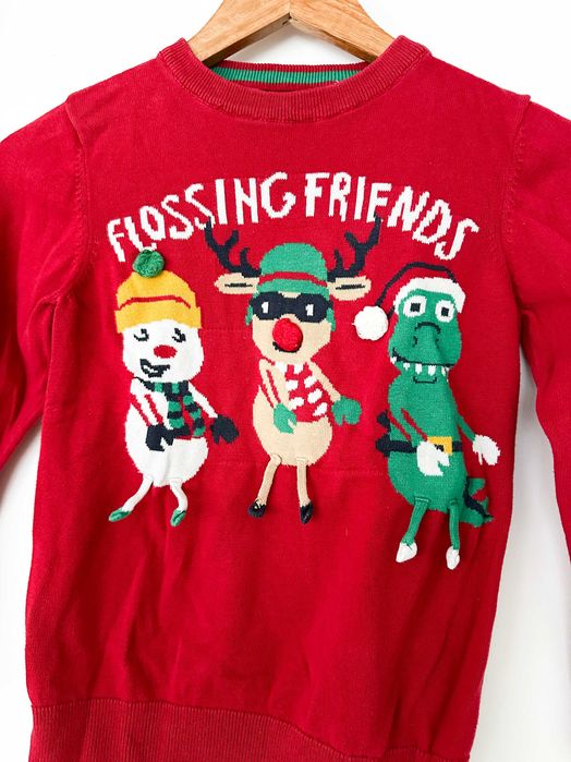 Sweter świąteczny czerwony chłopięcy 134 bawełna