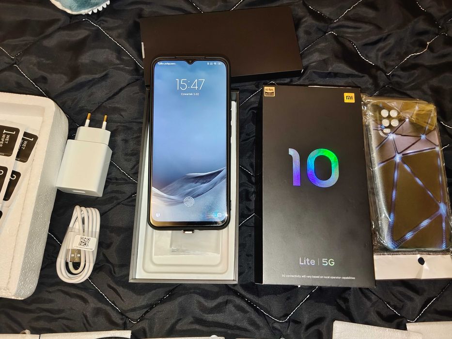Smartfon Xiaomi Mi 10 Lite 5G 6/64, 9x szyba hartowana, 3x case