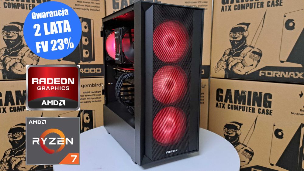 Nowy Komputer Gamingowy Ryzen 7 7800X3D 32GB DDR5 1TB SSD RX 9070 16GB WiFi Win11 Gwarancja 24mc Faktura 23% KomputeryGamingowe.com
