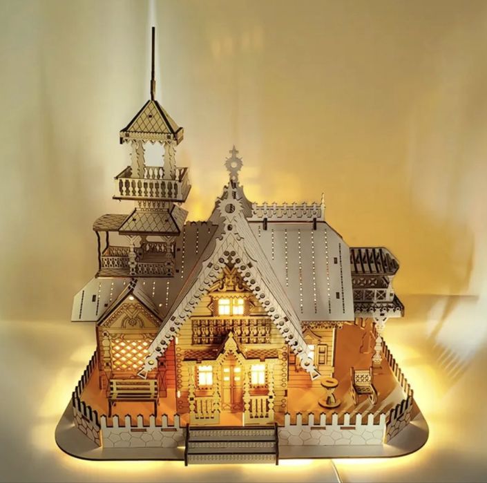 3D дерев’яна модель «Вілла з LED-підсвіткою»