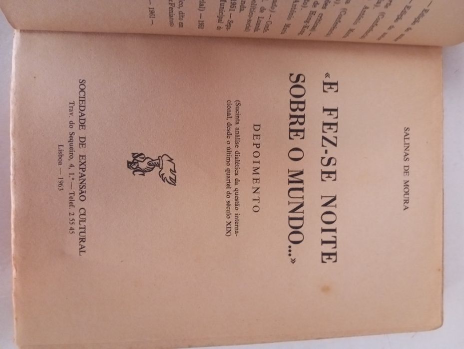 Salinas de Moura - E fez-se noite sobre o mundo (1.a Edição)
