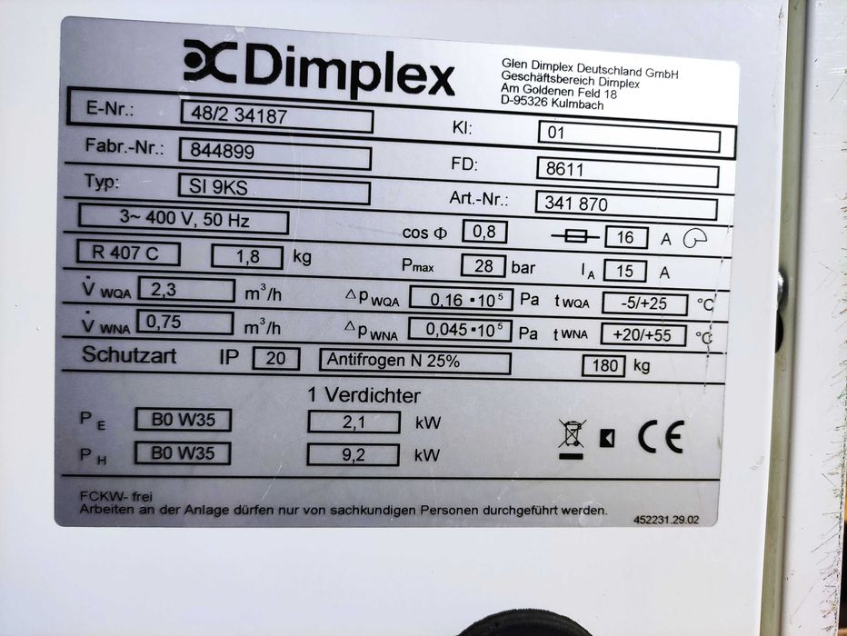 Pompa ciepła DIMPLEX 12 KW woda woda gruntowa