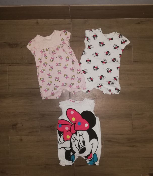 3 sztuki rampers myszka minnie daisy disney baby 74 - 80 paka