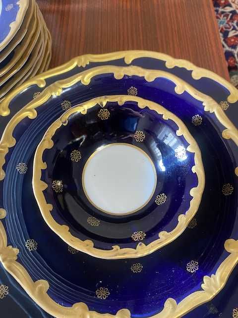 столово-чайний німецький сервіз, кобальт+ золото