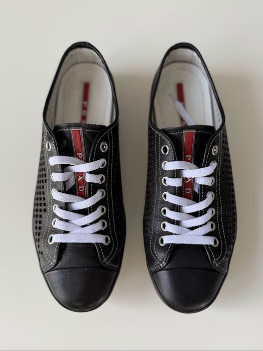 Prada Sport Linea Rossa perforated leather shoes sneakers vintage buty