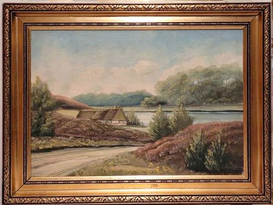 Obraz olejny na płótnie w zlotej ramie