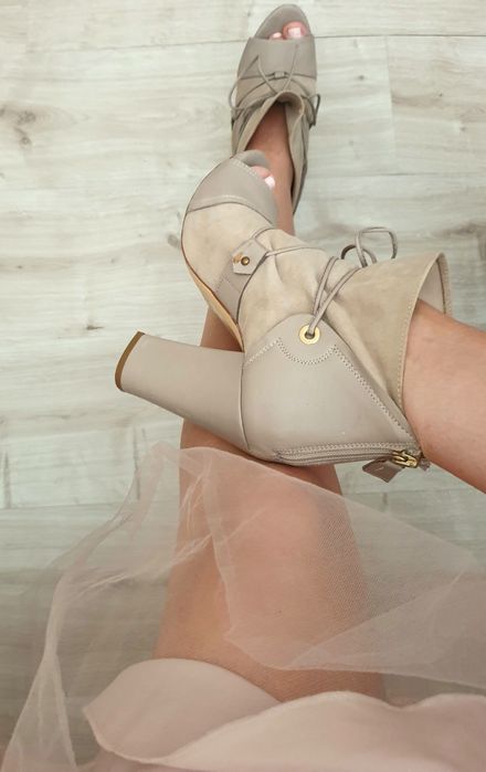 Beżowe buty na obcasie 38, lestrosa