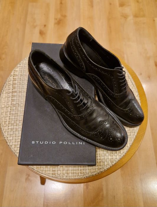 Damskie półbuty marki Studio Pollini buty czarne naturalna skóra