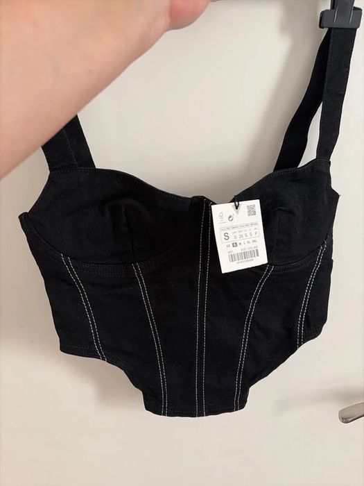 Топ корсет ZARA S/M джинсовий чорний