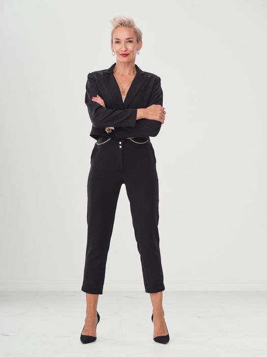 Li parie spodnie garniturowe capri 7/8 eleganckie czarne L 40
