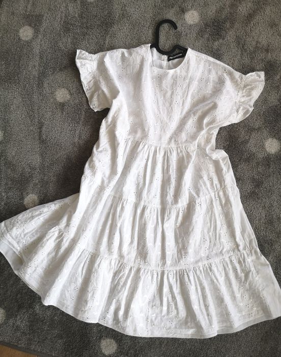 Biała sukienka boho vintage xs