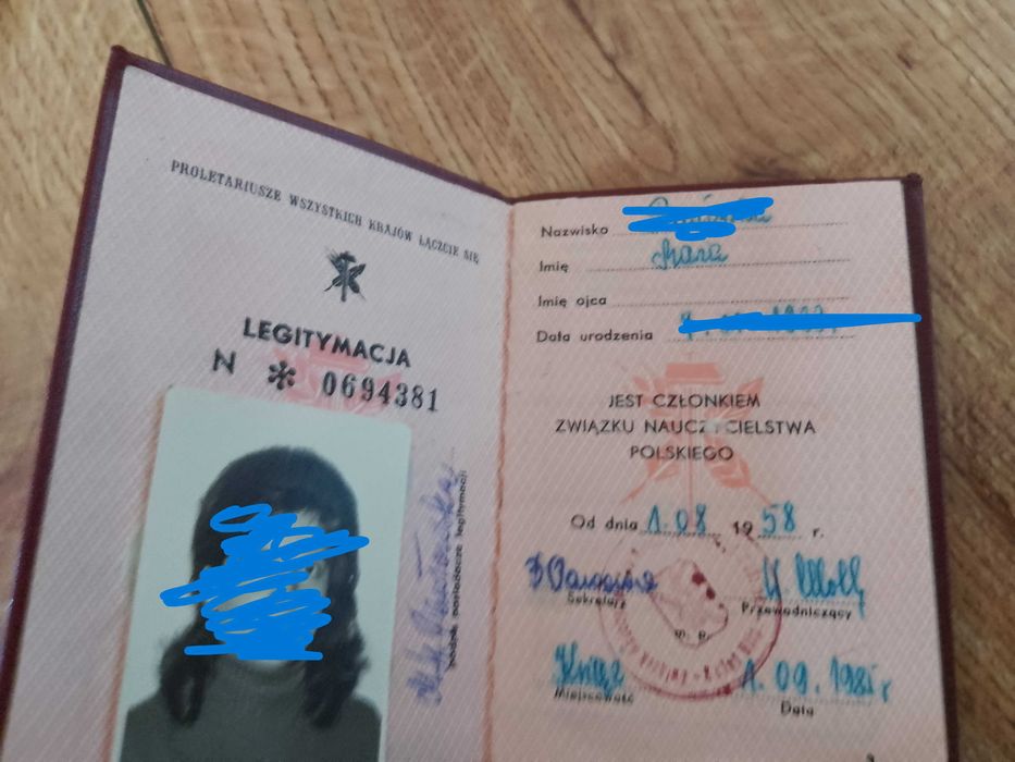 stara legitymacja PRL Legitymacja członka związku zawodowego prl