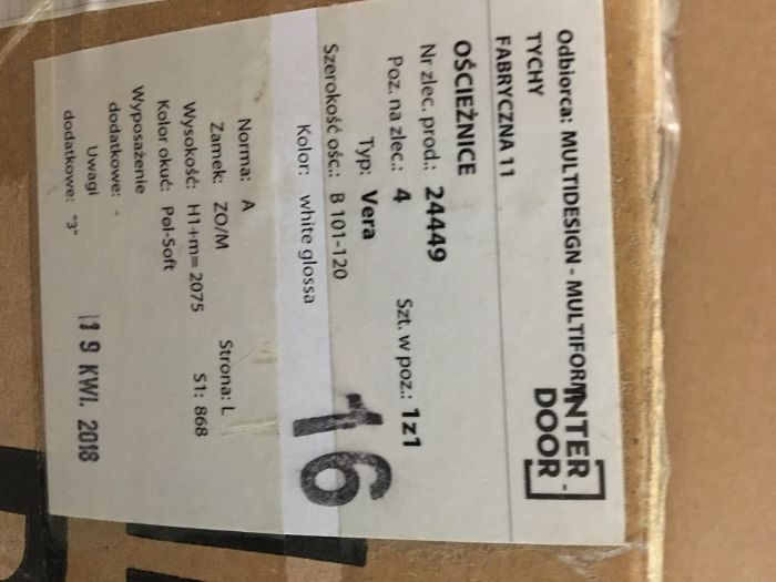 Ościeżnice bezprzylgowe regulowane VERA białe INTER DOOR