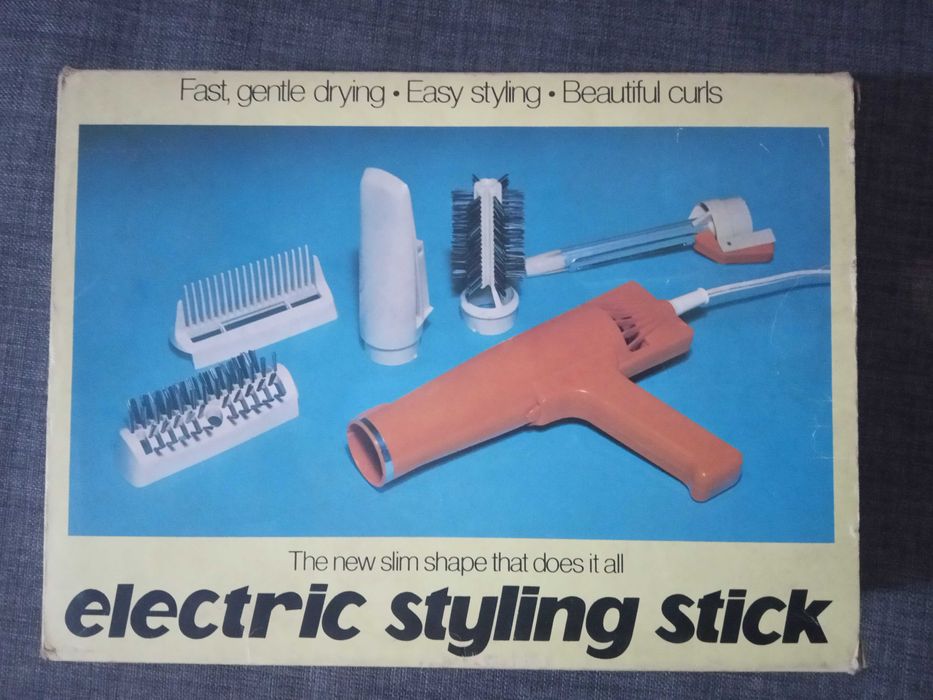 Secador de cabelo com acessórios anos 70