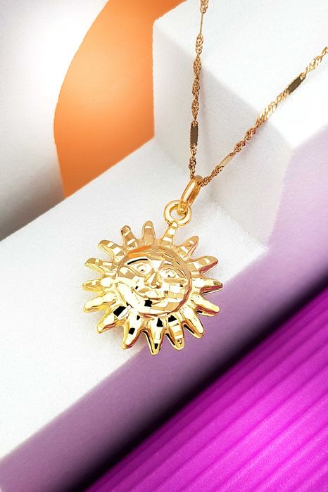 Złota dwustronna zawieszka do łańcuszka słońce pr. 585