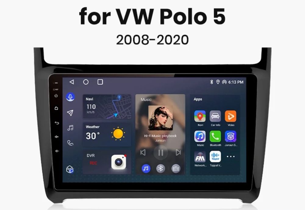Rádio 9" android Volkswagen Polo 2008-20 Bluetooth WIFI GPS Novo