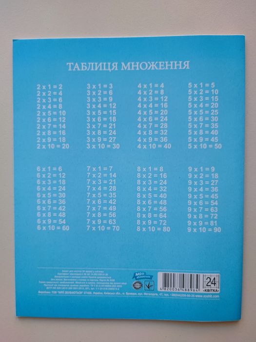 Зошити в похилу лінію (12 арк), в клітинку (24 арк)