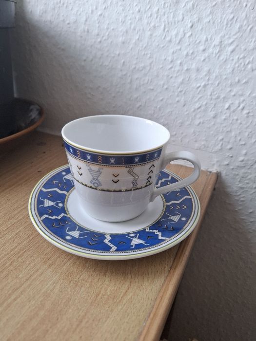 Duo,filiżanka plus talerzyk.Porcelana Wawel, Wałbrzych nietypowy wzór