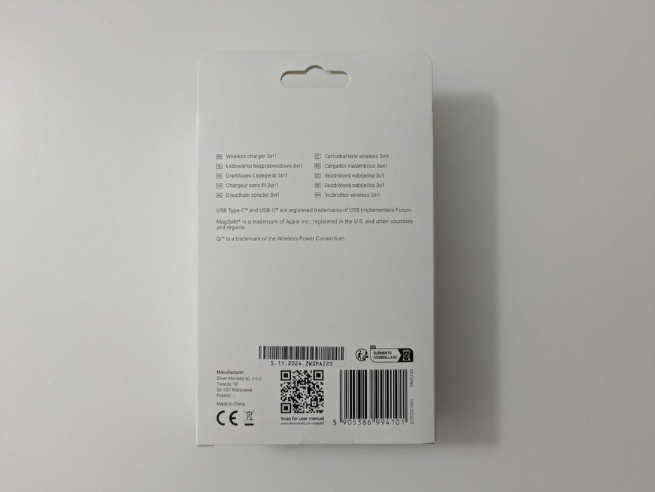 Ładowarka Apple Silver Monkey Alu MagCharger Qi2 3in1 Czarna Nowa