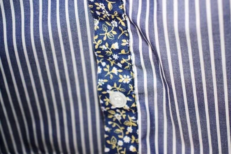 Camisa de mulher às riscas verticais azul claro branco POLO HORSE t. M