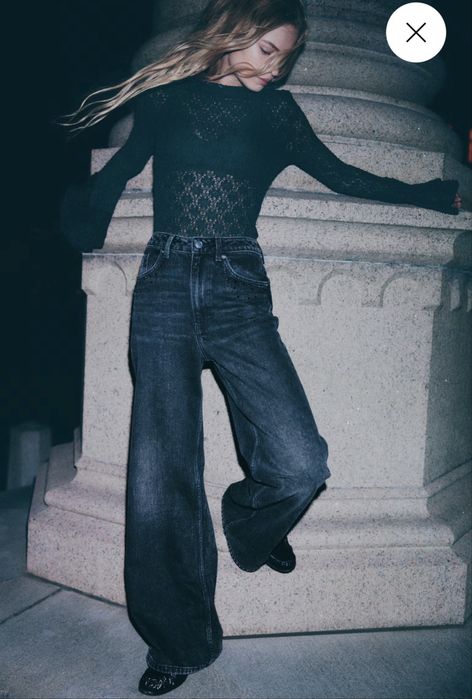 Нові темно-сірі джинси wide leg H&M з камінчиками