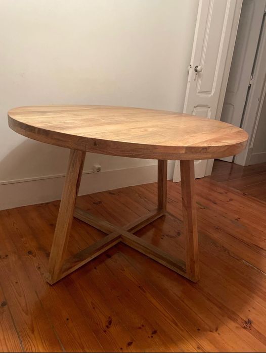 Mesa de Jantar Redonda em Madeira Maciça Ø120 cm | Excelente Estado