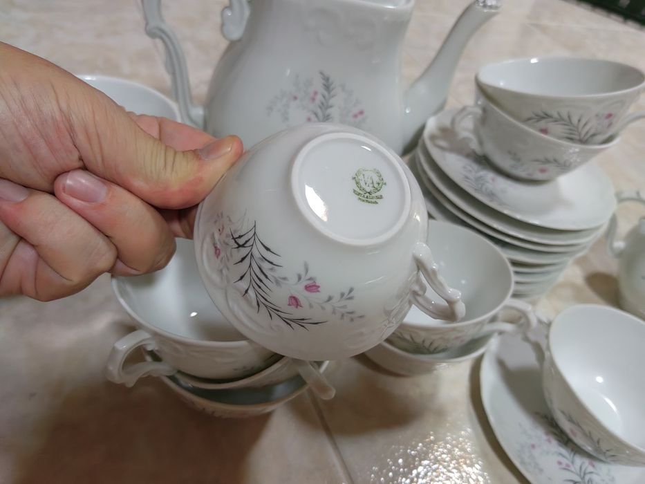 Conjunto de 12 chávenas de chá com bules vista alegre