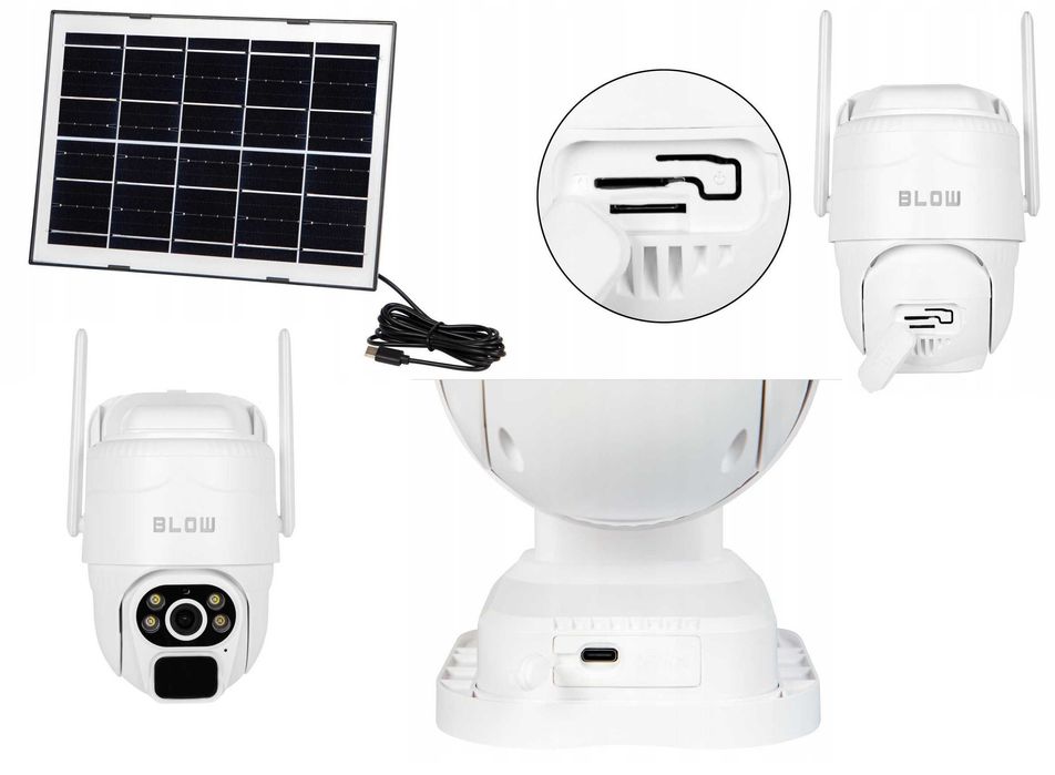 Kamera 4G LTE IP Panel Solarny Zewnętrzna Obrotowa Monitoring Noc 3MPX
