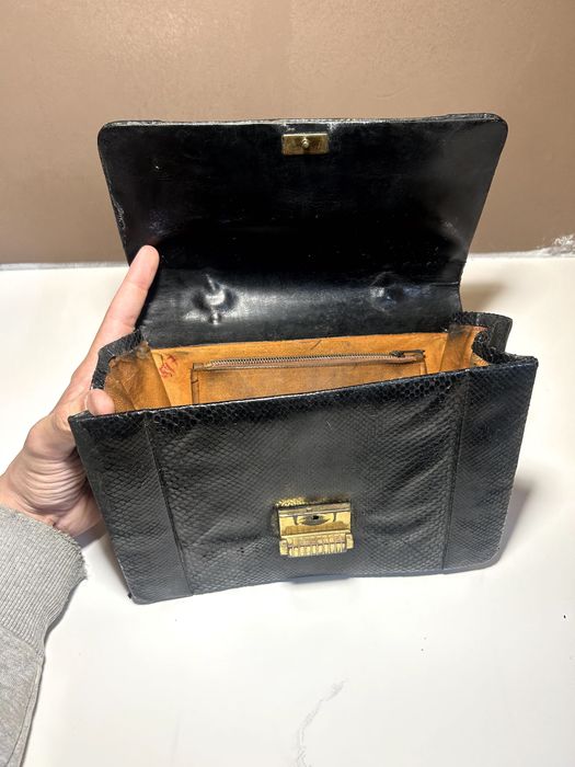 Mala Vintage Pele de Lagarto Genuína Anos 60 Estilo Kelly