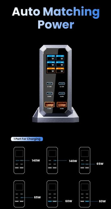Зарядна станція Asometech 240w (4+2usb)