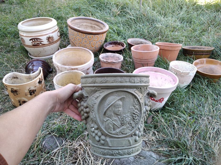 Горшок для цветов СССР керамический глина пластик