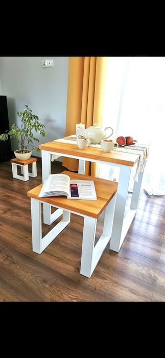 Nowy Stolik kawowy do salonu w stylu LOFT 3 in 1