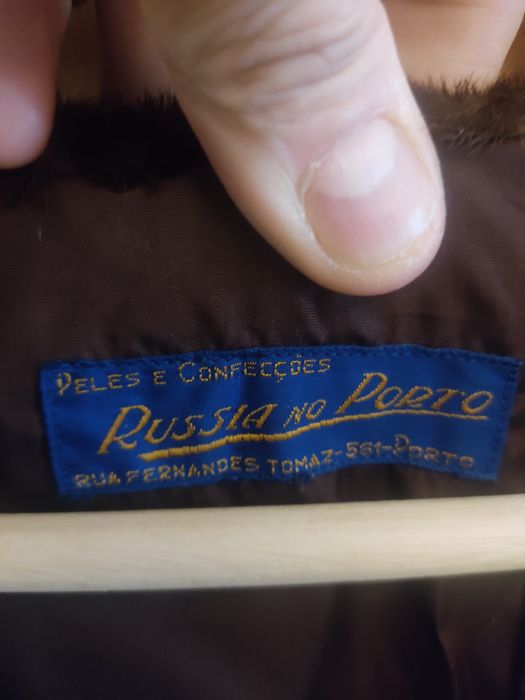 Casaco vintage em pele genuína L