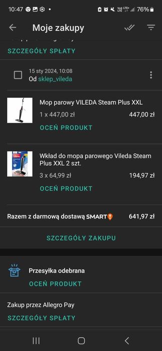 Mop parowy vileda xxl