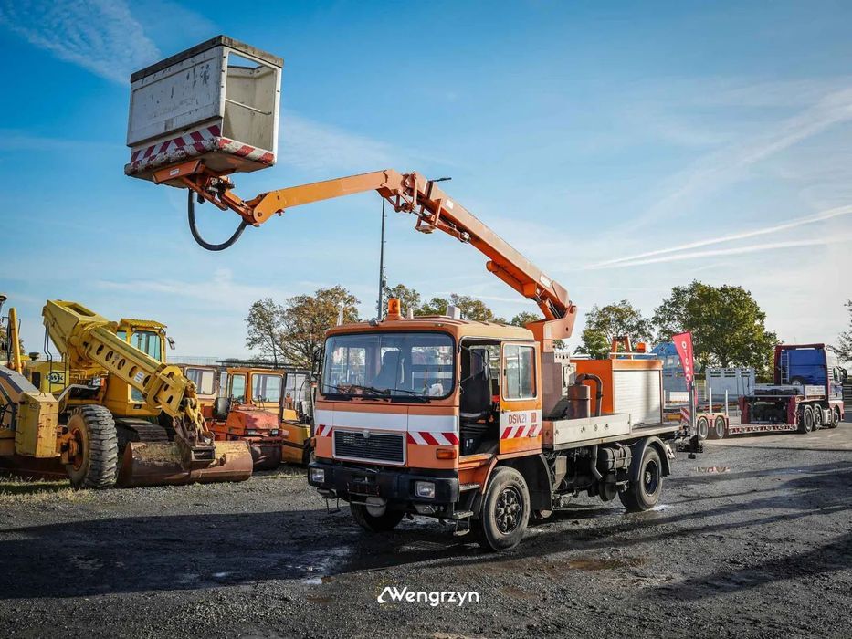 MAN MAN 14.170F Podnośnik koszowy - pojazd dwudrogowy do obsługi sieci trakcyjnej  Działa bez zarzutu!