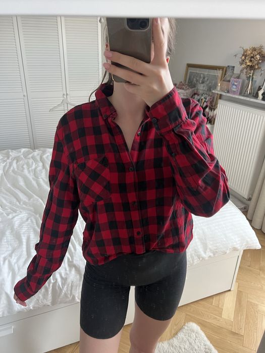Koszula w krate S/M Pull&Bear czerwono czarna y2k unisex bluzka