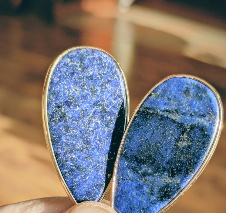 Kamienne łzy - kolczyki z LapisLazuli