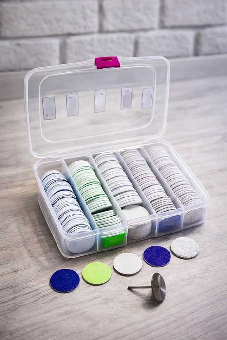 Набор дисков 25 мм с файлами 200 шт контейнер для педикюра подологии