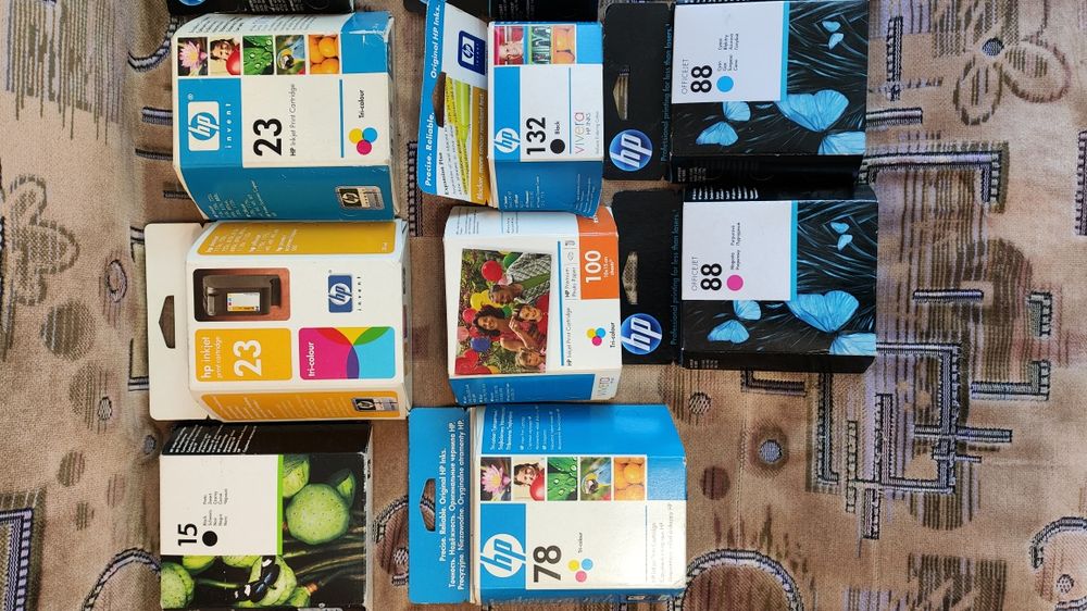 Картриджи для принтеров  HP   15, 23, 27, 28, 45, 56, 57, 78, 88, 100