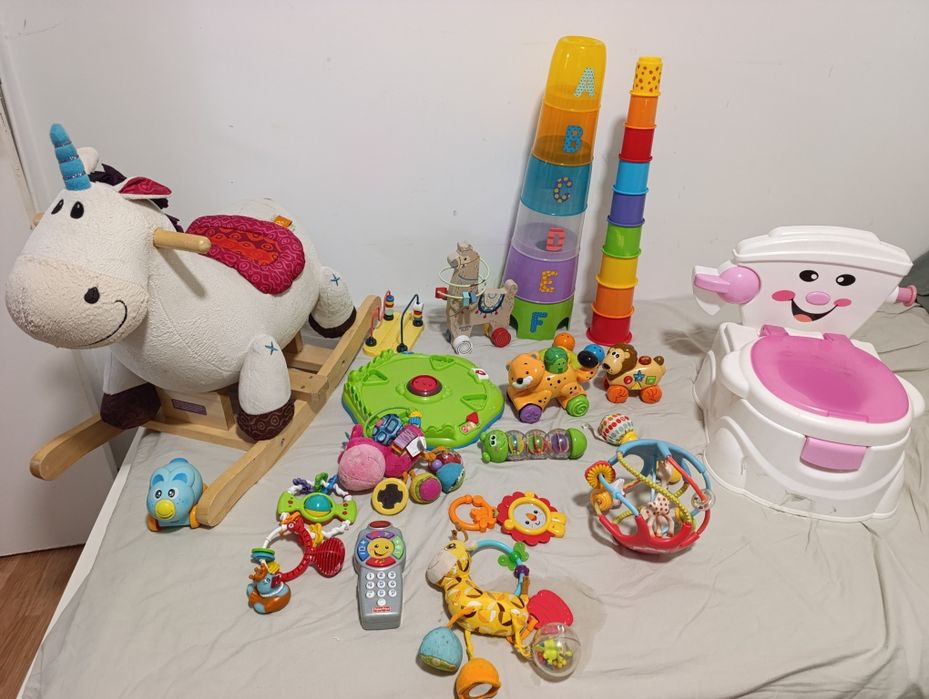 Lote completo de brinquedos + mantinhas de bebé