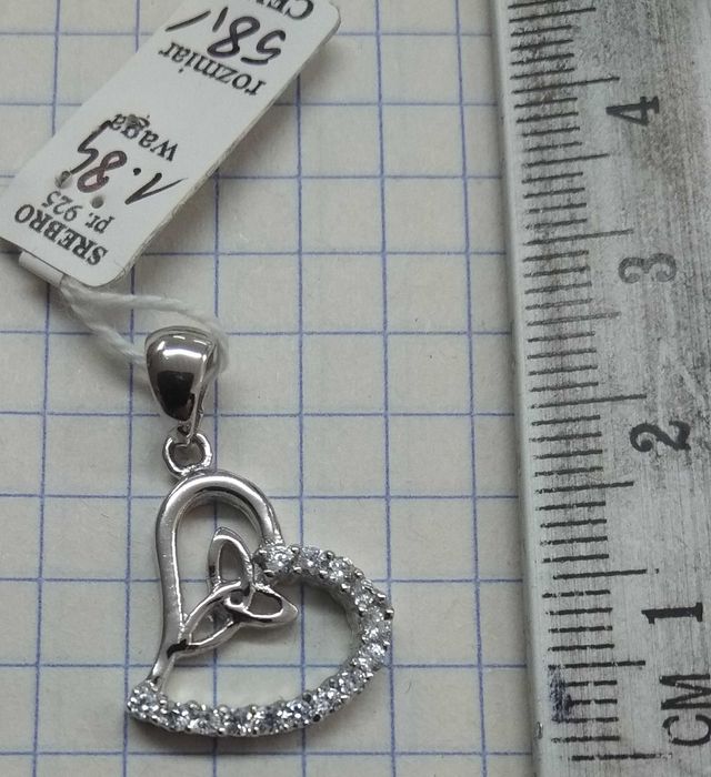 Wisiorek Serce z Cyrkoniami Srebro 925 NOWE W2