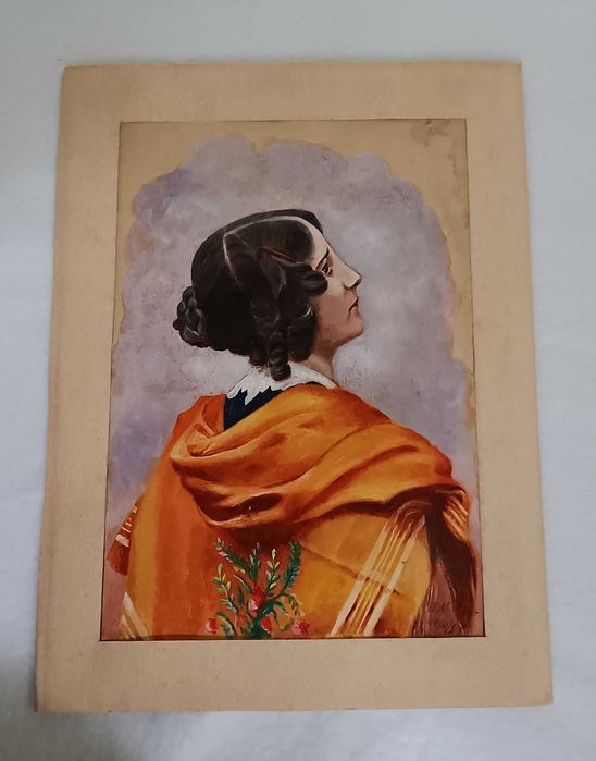 Pintura Antiga Óleo Sobre Papel