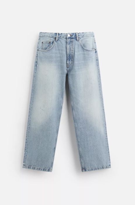 Джинси прямі широкі базові блакитні сині Baggy fit Zara