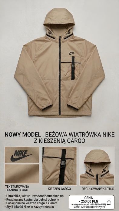 Nike  Tech Woven N24 Packable Lined - Kurtka Wiosenna  Kremowa nowa M